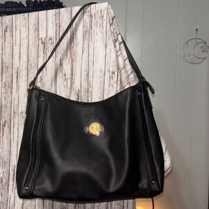 PREFECT Tommy‎ Hilfiger Black Pebbled Faux Leather Hobo Shoulder Bag NWT